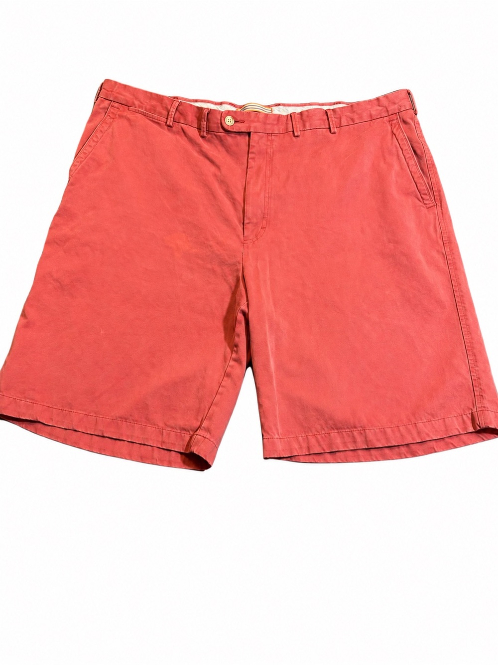 Peter Millar Men’s 42 Coral Red Pima Cotton Chino Shorts Flat Front